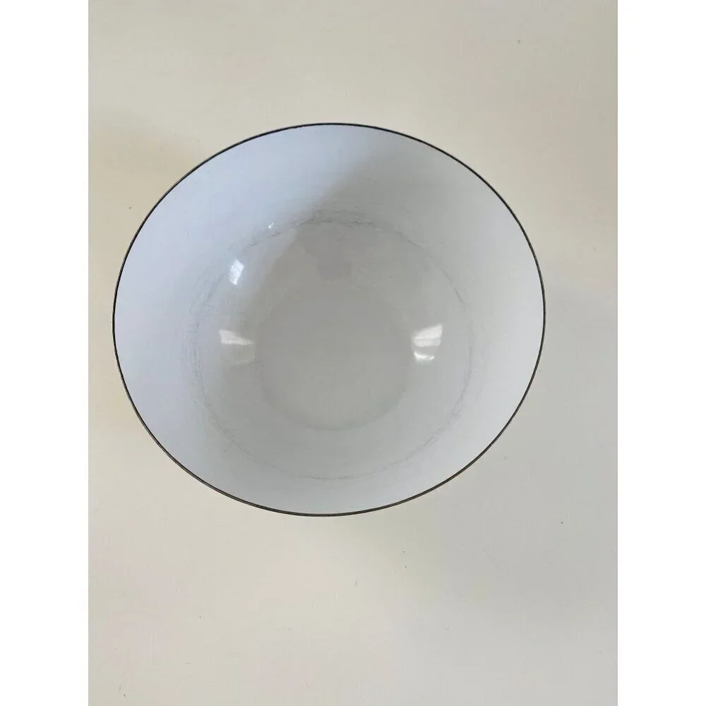 Vintage Yellow and White Enamel Bowl, 11